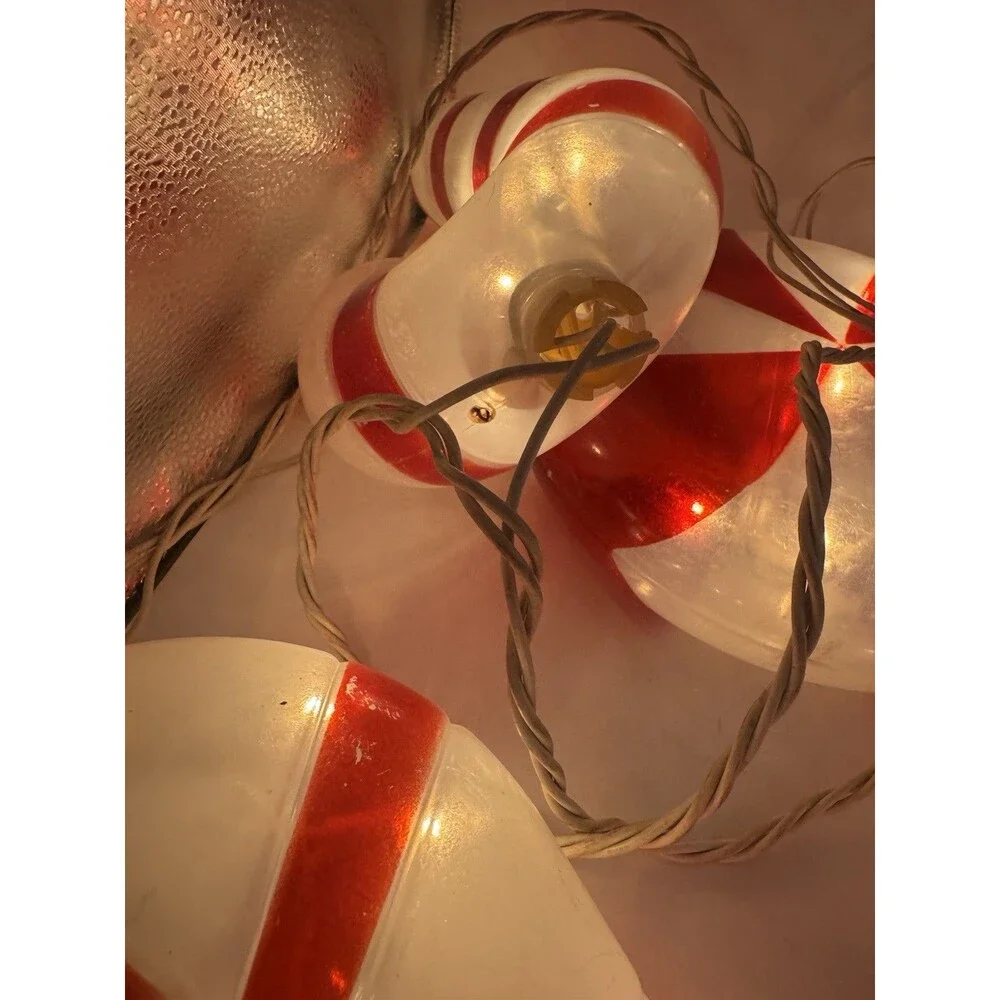 Blow Mold 15 Lighted Candy Canes & Peppermint Christmas Hanging String Lights